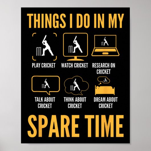Poster Choses drôles de cricket à faire pendant mon temps (Devant)