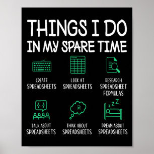 Poster Choses que je fais dans mes tableurs de temps libr