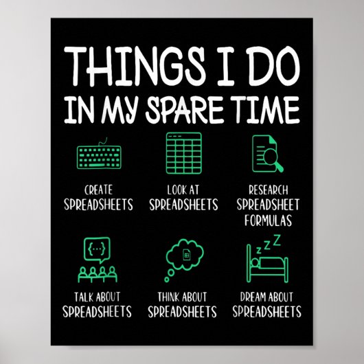 Poster Choses que je fais dans mes tableurs de temps libr (Devant)