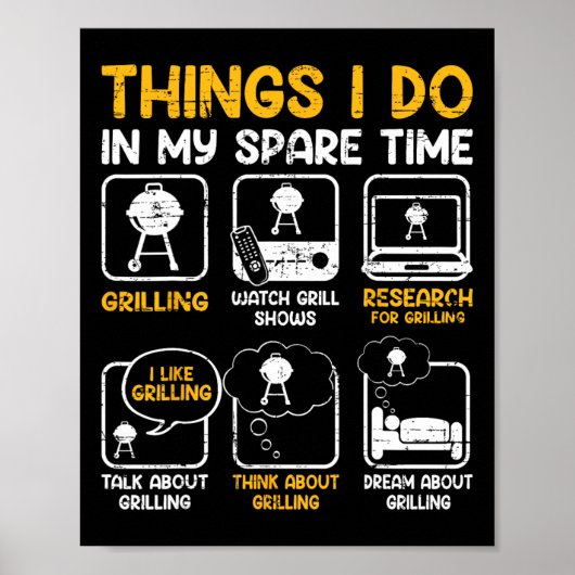 Poster Choses que je fais pendant mon temps libre - BBQ (Devant)