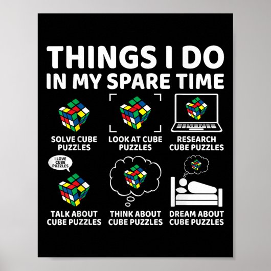 Poster Choses que je fais pendant mon temps libre Cube ca (Devant)