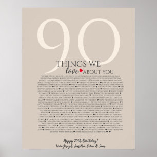 Poster choses que nous aimons chez vous 90,80 70, 60, 50,