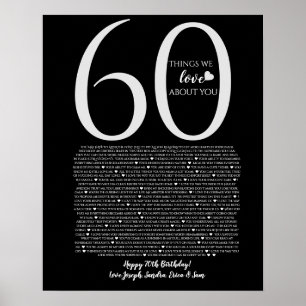 Poster choses que nous aimons chez vous 90,80 70, 60, 50,