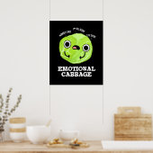 Poster Chou émotionnel drôle Veggie Pun Dark BG (Cuisine)