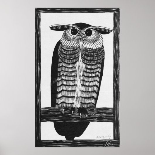 Poster Chouette à cornes (Devant)