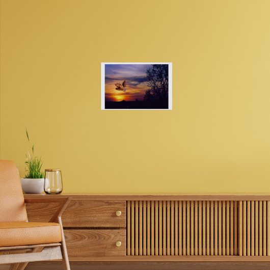 Poster Chouette à coucher de soleil mixte (Salon 2)