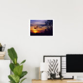 Poster Chouette à coucher de soleil mixte (Bureau à domicile)