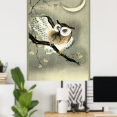 Poster Chouette à longue portée sur une branche d'arbre (Bureau à domicile)