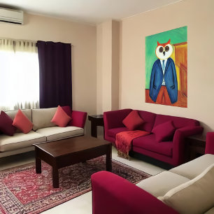 Poster Chouette anthropomorphique en vêtements   AI Art P