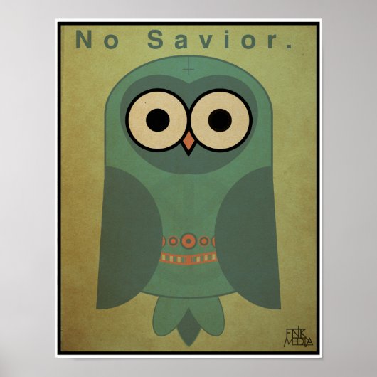 Poster Chouette anti-religion de 11 x 14 po (jeu de coule (Devant)