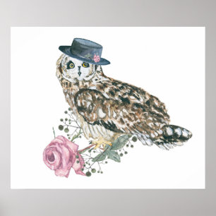 Poster Chouette aquarelle