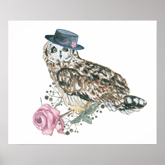 Poster Chouette aquarelle (Devant)