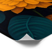 Poster Chouette avec de grands yeux devant les fleurs (Coin)