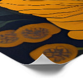 Poster Chouette avec de grands yeux devant les fleurs #2 (Coin)