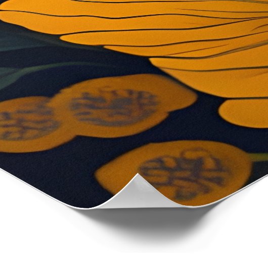 Poster Chouette avec de grands yeux devant les fleurs #2 (Coin)