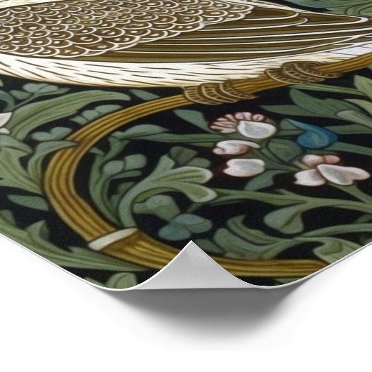 Poster Chouette blanche style Art nouveau (Coin)