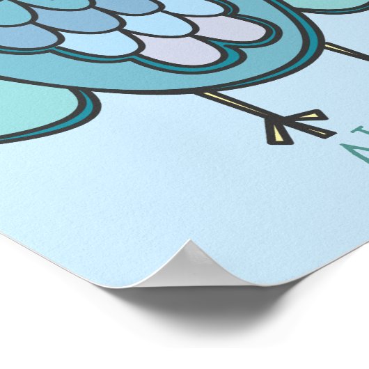 Poster Chouette bleue mignonne Customisée 8x10 (Coin)