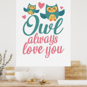 Poster Chouette Cadeau Couple Toujours Vous Aimez (Cuisine)