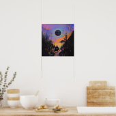Poster Chouette crâne noir lune cuisine AI Art Matte Vale (Cuisine)