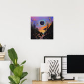 Poster Chouette crâne noir lune cuisine AI Art Matte Vale (Bureau à domicile)