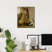 Poster Chouette d'aigle et chat avec rats morts (Bureau à domicile)