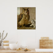 Poster Chouette d'aigle et chat avec rats morts (Cuisine)