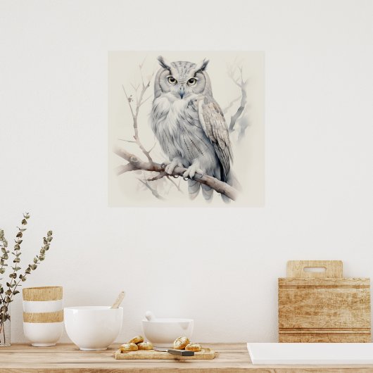 Poster Chouette d'animal Silver Spirit (Cuisine)