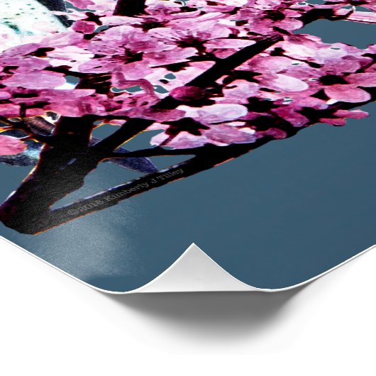 Poster Chouette dans l'arbre du prune (Coin)