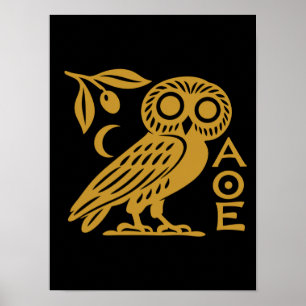 Poster Chouette d'Athéna Monnaie athénienne Symbole grec