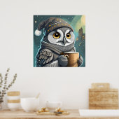 Poster Chouette de café - Art Print (Cuisine)