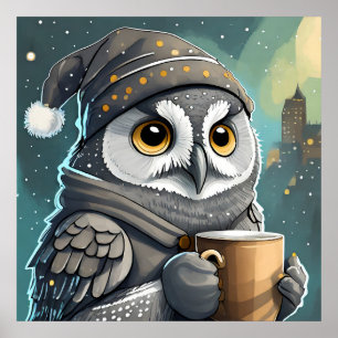 Poster Chouette de café - Art Print
