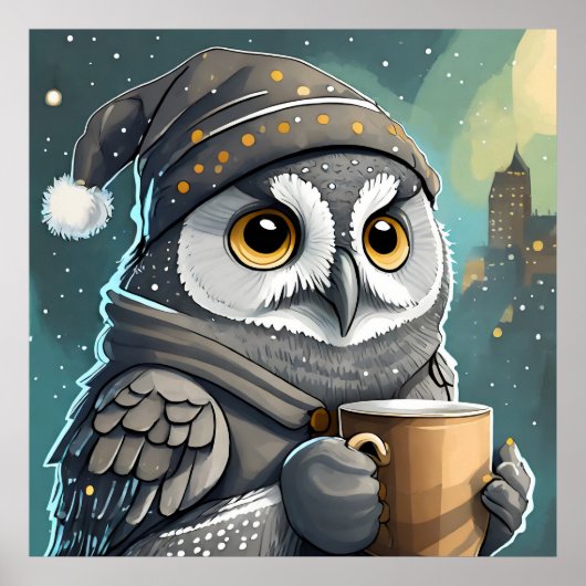 Poster Chouette de café - Art Print (Devant)