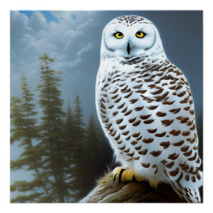 Poster Chouette de neige majestueuse