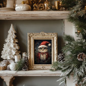 Poster Chouette de Noël avec chapeau de Noël