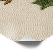 Poster Chouette de Noël brodée rustique avec Holly (Coin)