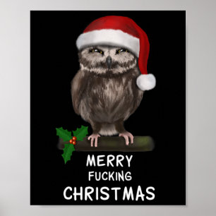 Poster Chouette de Noël Joyeuse Ing (d010-0514a)