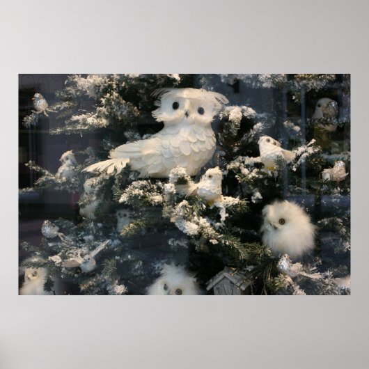 Poster Chouette décorative sur arbre de Noël (Devant)