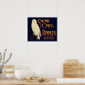 Poster Chouette des neiges Marque Pommes Crate Étiquette (Cuisine)