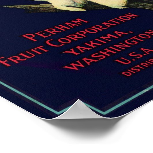 Poster Chouette des neiges Marque Pommes Crate Étiquette (Coin)