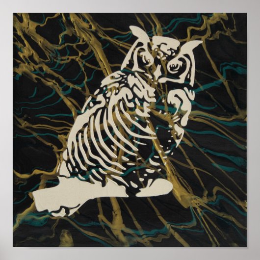 Poster Chouette dorée de nuit (Devant)
