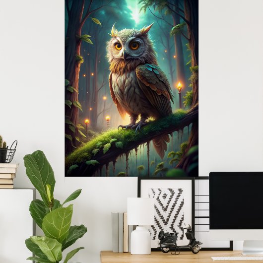Poster Chouette en forêt (Bureau à domicile)
