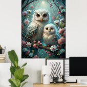 Poster Chouette et bébé (Bureau à domicile)