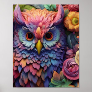 Poster Chouette Florale Rêveuse – Art d'Oiseau Fantastiqu