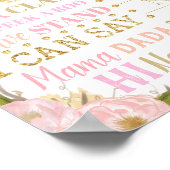 Poster Chouette florale rose 1er anniversaire Jalon Stati (Coin)