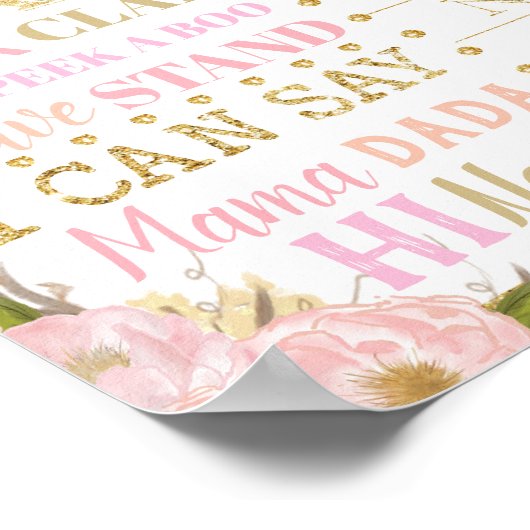 Poster Chouette florale rose 1er anniversaire Jalon Stati (Coin)