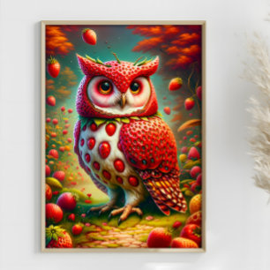 Poster Chouette fraise Imaginaire surréaliste Chouette
