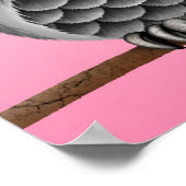 Poster Chouette gris bouffée mignonne avec lunettes, rose (Coin)