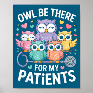Poster Chouette infirmière mignonne Infirmière Travailleu