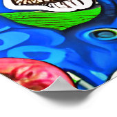 Poster Chouette inspirée de l'Art Nouveau, Brown sur Bleu (Coin)