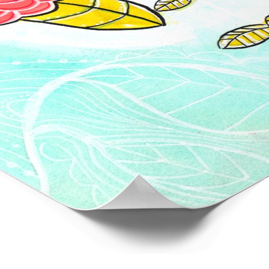 Poster Chouette Jardin Forêt Aquarelle Encre Imprimer (Coin)